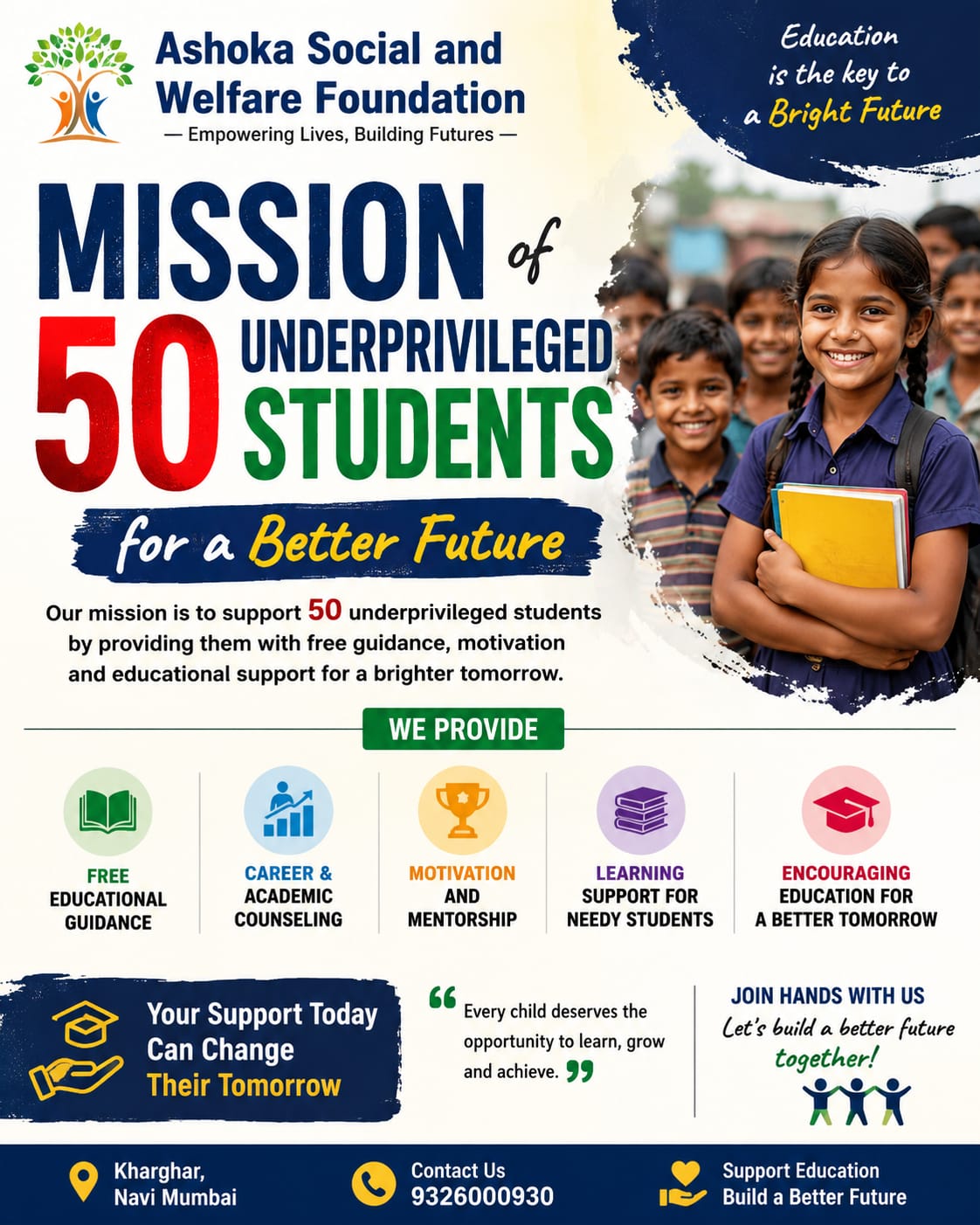 Empowering 50 Underprivileged Students for better tomorrow